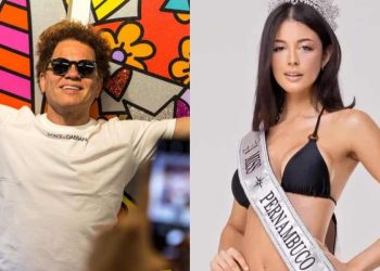 O artista plástico pernambucano Romero Britto e a miss Brasil Luana Cavalcante