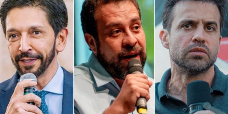 Os candidatos à Prefeitura de São Paulo Nunes, Boulos e Marçal estão em empate técnico
