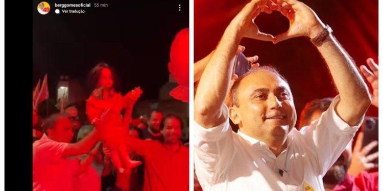 Uma boneca representando a opositora foi usada no comício de Berg Gomes (PSB)