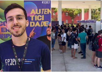 O estudante de Economia Giovanni Rattacaso Neto, 20, (à esq.), marcou presença no último dia do evento
