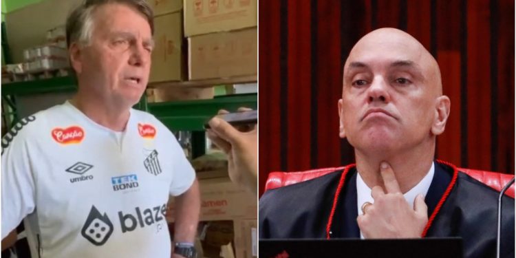 Ex-presidente Jair Bolsonaro(à esq.) e ministro Alexandre de Moraes (à dir.)