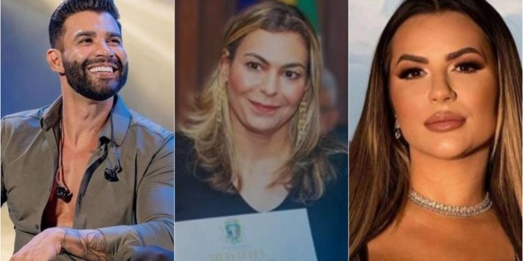 Gustavo Lima (à dir.) e Deolane Bezerra (à esq.) foram alvos da juíza Andrea Calado (centro) na Operação das Bets