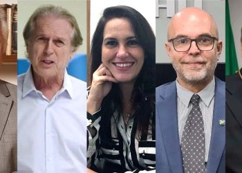 Célio Avelino, Luciano Bivar, Daniela Rorato, Luiz Carlos Belém e Jacques Ribemboim | E. p/ D.