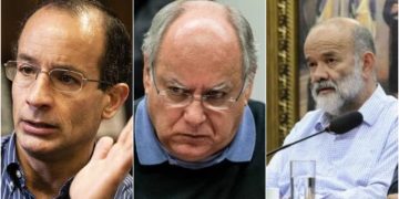 Empresário Marcelo Odebrecht (à esq.);ex-direto da Petrobras João Vaccari Neto (centro); ex-tesoureiro do PT Renato Duque (à dir.)