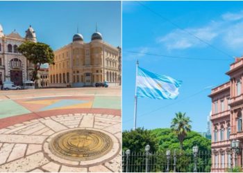 Capital de Pernambuco, Recife (à esq.); capital da Argentina, Buenos Aires (à dir.)