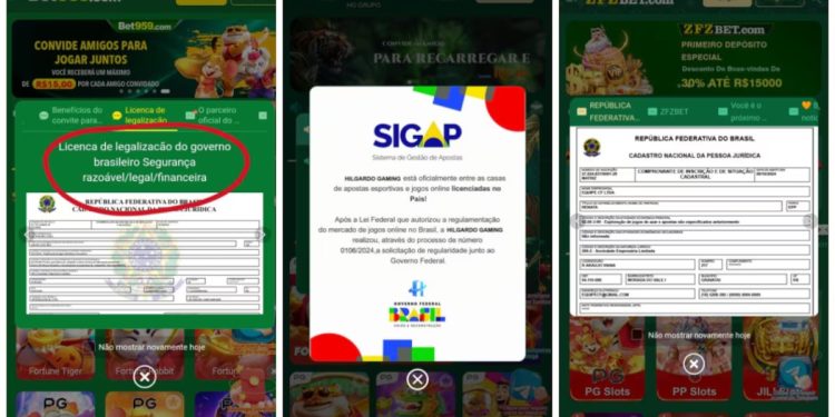 Os jogos exibem o certificado do Governo para aplicar o golpe