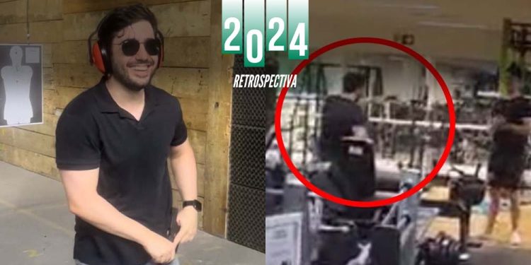 Nas redes, Tiago Gonzalez posa com arma dentro de clube de tiro