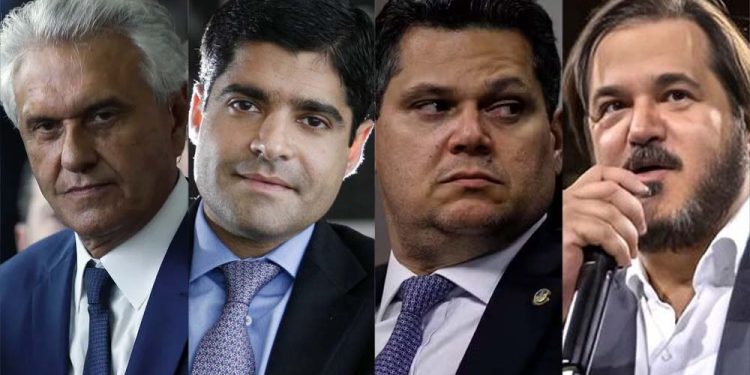 Ronaldo Caiado, ACM Neto, Davi Alcolumbre e Antônio Rueda (da esq. para dir.)