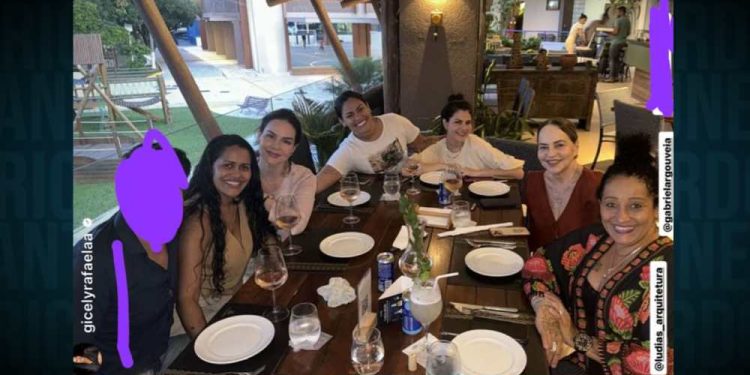 Lu e Grabriela participam de almoço festivo