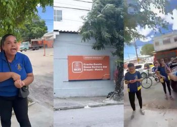 Funcionárias protestam em frente à creche Nossa Senhora Aparecida