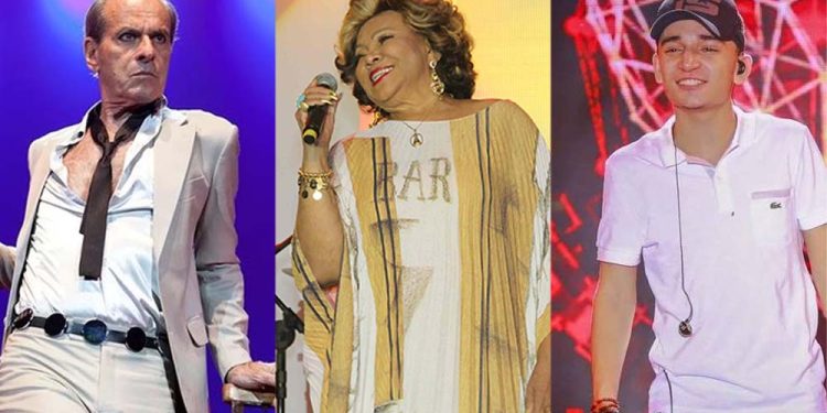 Ney Matogrosso, Alcione e João Gomes (da esq. para dir.)