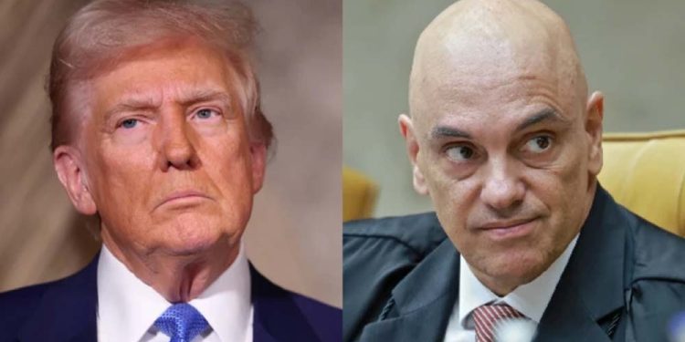 O presidente dos EUA, Donald Trump, e o ministro do STF, Alexandre de Moraes
