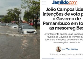Mesmo com dilúvio no Recife, João Campos investe em propaganda política e lidera pesquisa eleitoral