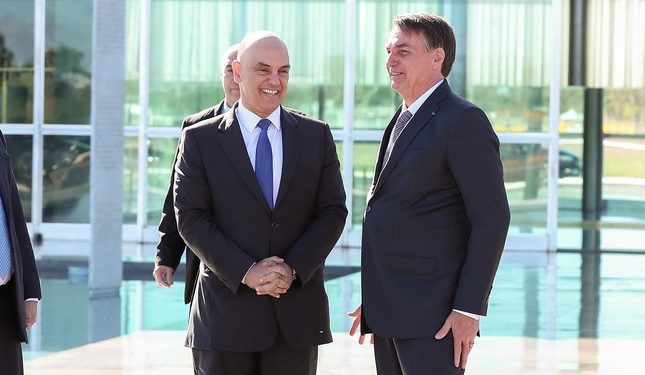 Jair Bolsonaro e Alexandre de Moraes. Crédito: Marcos Corrêa/PR