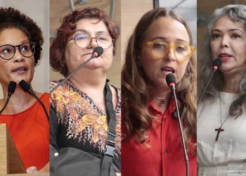 Jô Cavalcanti (PSOL), Cida Pedrosa (PCdoB), Kari Santos (PT) e Liana Cirne (PT) (Esq. p/ dir.)