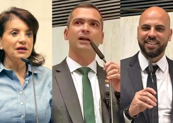 Deputados Professora Bebel e Capitão Telhada e o ex-deputado Gerson Pessoa (Da esq. para dir.)