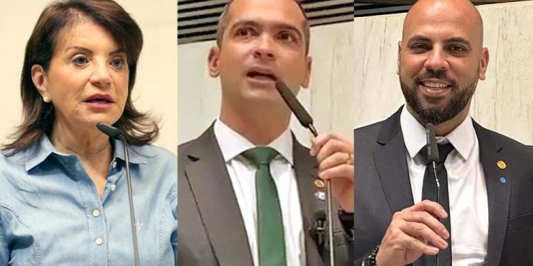 Deputados Professora Bebel e Capitão Telhada e o ex-deputado Gerson Pessoa (Da esq. para dir.)