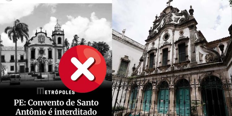 Metrópoles confundiu convento em Olinda (esq.) com igreja do Recife (dir.)
