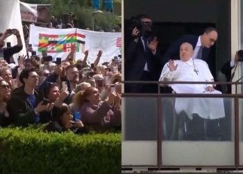 Papa Francisco acena para fiéis e recebe alta de hospital