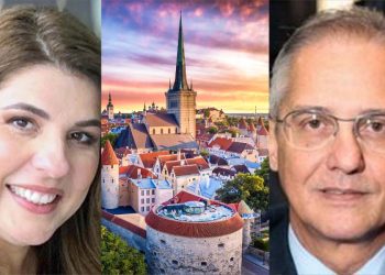 Desembargadora Mariana Vargas e o ex-presidente André Guimarães viajaram para Estônia