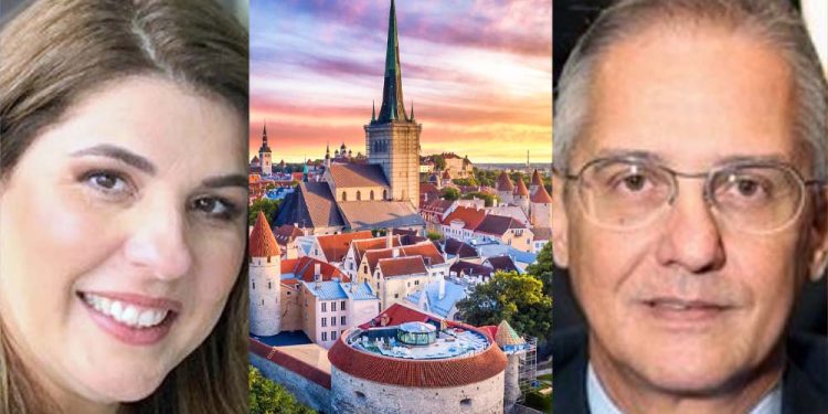Desembargadora Mariana Vargas e o ex-presidente André Guimarães viajaram para Estônia