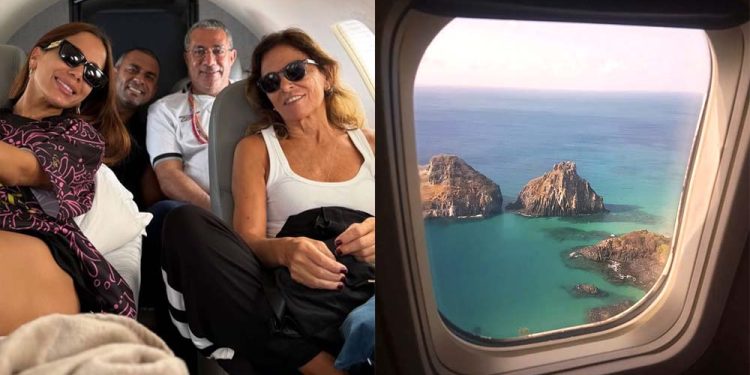 Anitta compartilhou em seu stories foto dentro de jatinho