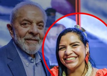 A secretária nacional de Mulheres do PT, Anne Moura, e o presidente Lula