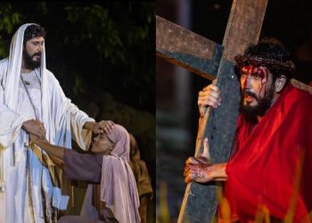 Hemerson interpretou Jesus Cristo no espetáculo realizado pelo grupo de teatro da comunidade de Jaboatão