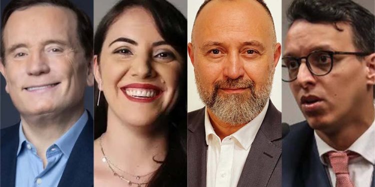 Roberto Cabrini, Juliana Dal Piva, Melillo Dinis e Lucas Mourão (esq. para dir.)