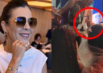 Vídeo flagrou momento em que empresária é puxada por pessoa na plateia