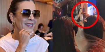 Vídeo flagrou momento em que empresária é puxada por pessoa na plateia