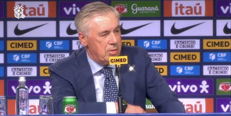 A estreia de Ancelotti será no dia 5 de junho contra o Equador.