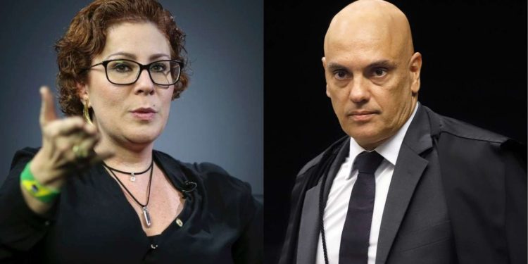 Carla Zambelli e o ministro Alexandre de Moraes (STF)