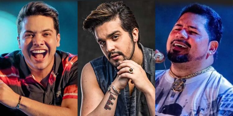 Wesley Safadão, Luan Santana e Raí (esq. p/ dir.)