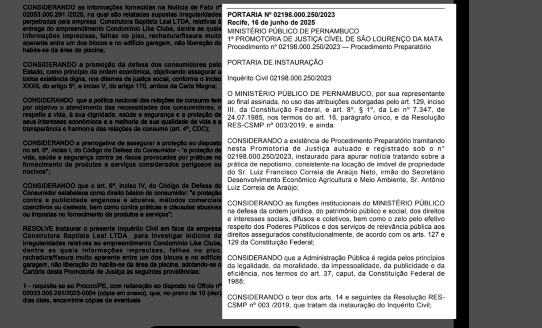 Portaria do Ministério Público de Pernambuco (MPPE)
