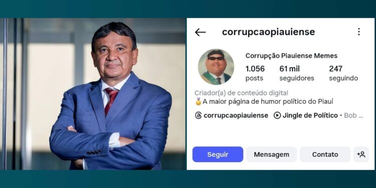 Wellington Dias (PT) foi o tema do post no perfil "Corrupção Piauiense Memes"