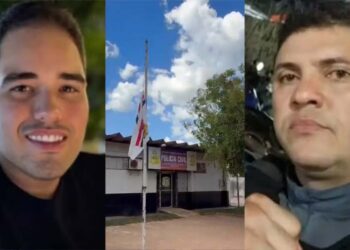 Prefeito João Vitor Xavier e o PM Geidson Thiago da Silva