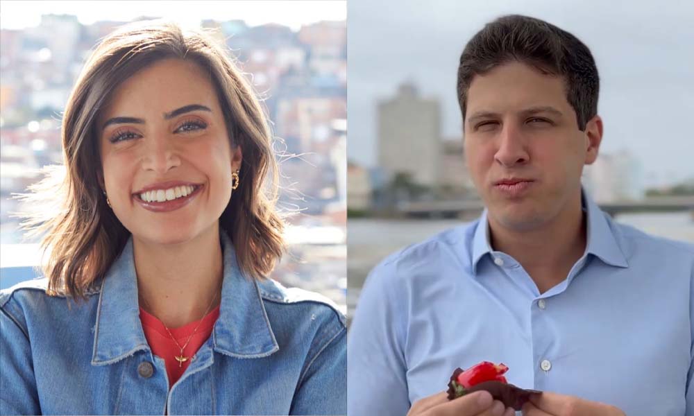 João Campos recebe “morango do amor” de Tabata Amaral e segue o marketing açucarado de sempre