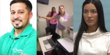 Rodrigo Tavares (esq.), Mariana Paes e a vítima Amanda Oliveira (dir.)