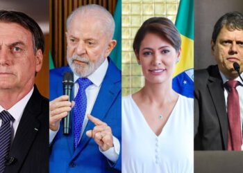 Bolsonaro (PL), Lula (PT), Michelle (PL) e Tarcísio (Republicanos)