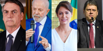 Bolsonaro (PL), Lula (PT), Michelle (PL) e Tarcísio (Republicanos)