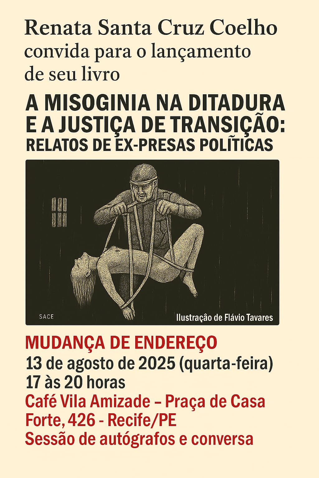 Evento ocorre no dia 13 no Café Vila Amizade no Recife