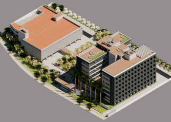 O prédio principal terá 10.000 m² de área construída e um edifício de serviços e garagem com 4.000 m².