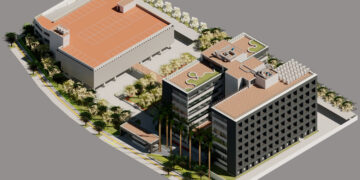 O prédio principal terá 10.000 m² de área construída e um edifício de serviços e garagem com 4.000 m².