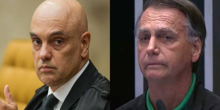 O ministro Alexandre de Moraes (STF) e o ex-presidente Jair Bolsonaro (PL)
