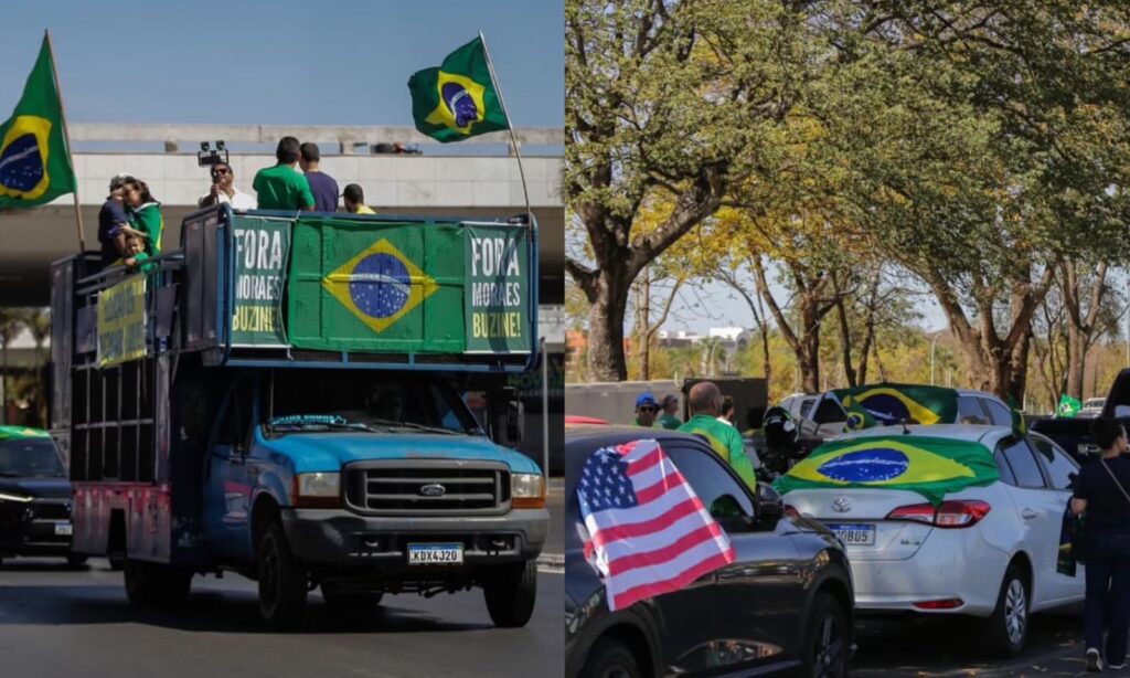 Apoiadores de Bolsonaro protestam em Brasília às vésperas de julgamento no STF