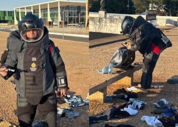 Mochila do Homem que ameaçou explodir bomba em frente ao STF