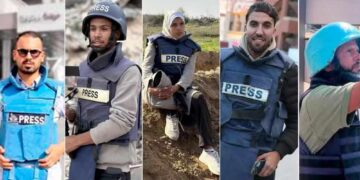 Ahmed Abu Aziz, Moaz Abu Taha, Mariam Abu Dagga, Mohammed Salama e Hussam al-Masri