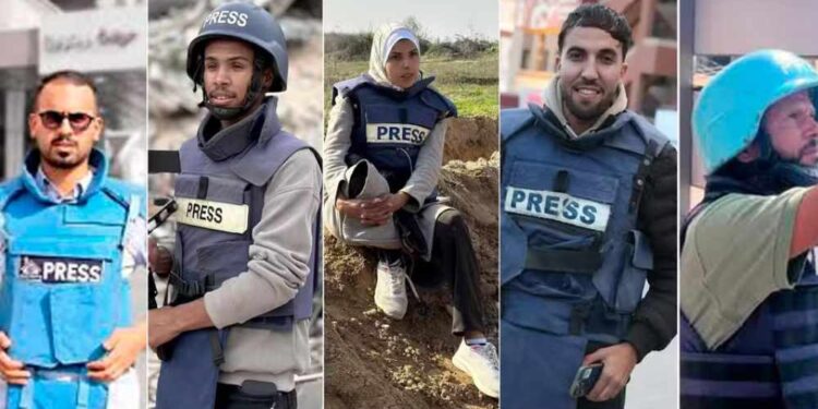 Ahmed Abu Aziz, Moaz Abu Taha, Mariam Abu Dagga, Mohammed Salama e Hussam al-Masri