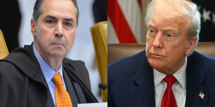 Roberto Barroso e Donald Trump (esq. p/ dir.)